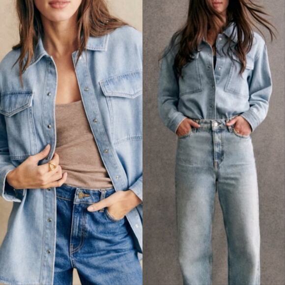 Sezane Tops - Sezane Sandrine Denim Shirt